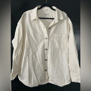 Abercrombie & Fitch White Oversized Jean Jacket